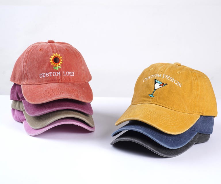 Custom logo embroidered hats, personalized hats, vintage baseball caps, bridal hats, bachelorette party gifts, new mom and dad gifts